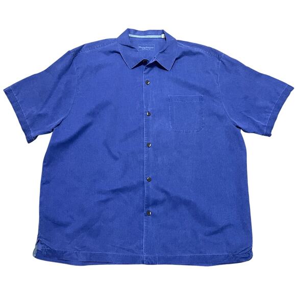 Tommy Bahamas Men's XXL‎ Blue Purple 100% Silk Button Up Collared Camp Shirt - Picture 1 of 4